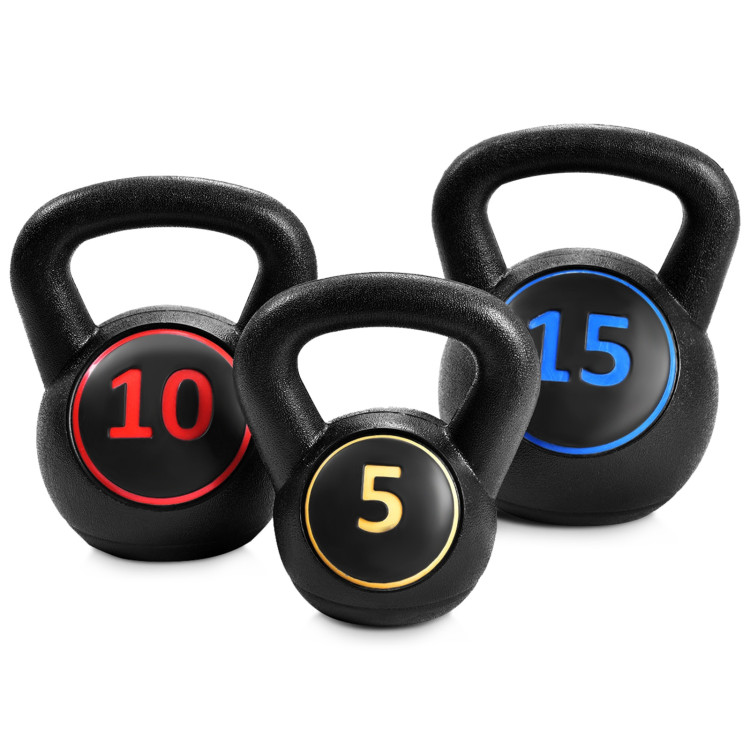 3 Pieces 5 10 15lbs Kettlebell Weight SetCostway Gallery View 1 of 11