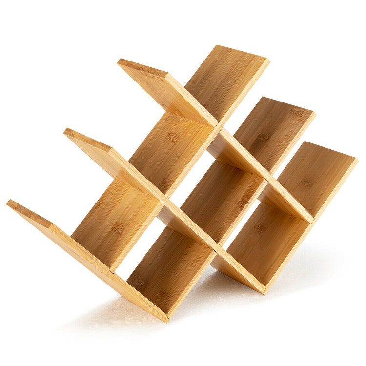 8-Bottle Freestanding Bamboo Wine Rack with Solid Structure-NaturalCostway Gallery View 1 of 10