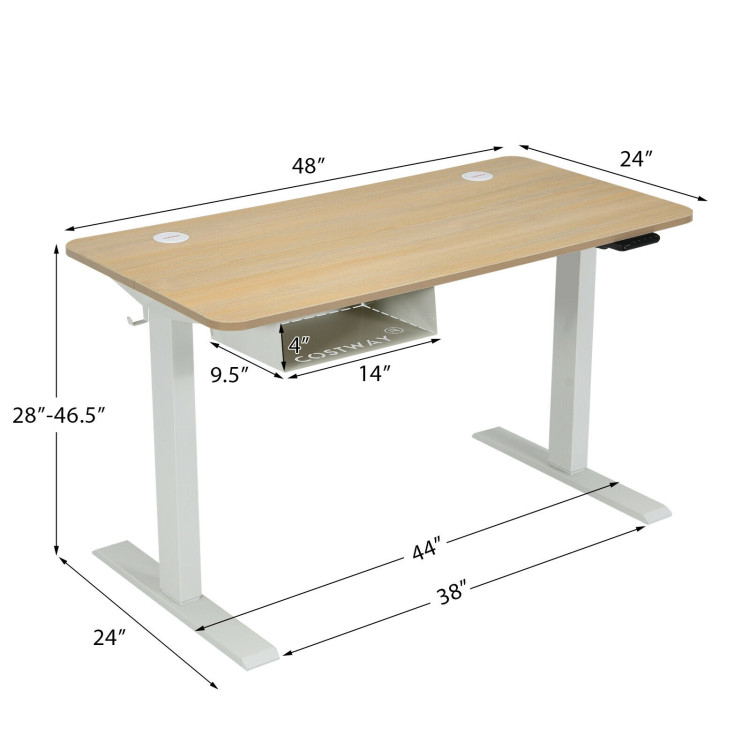 48 Inches Electric Standing Adjustable Desk with Control Panel and USB Port-BeigeCostway Gallery View 4 of 11