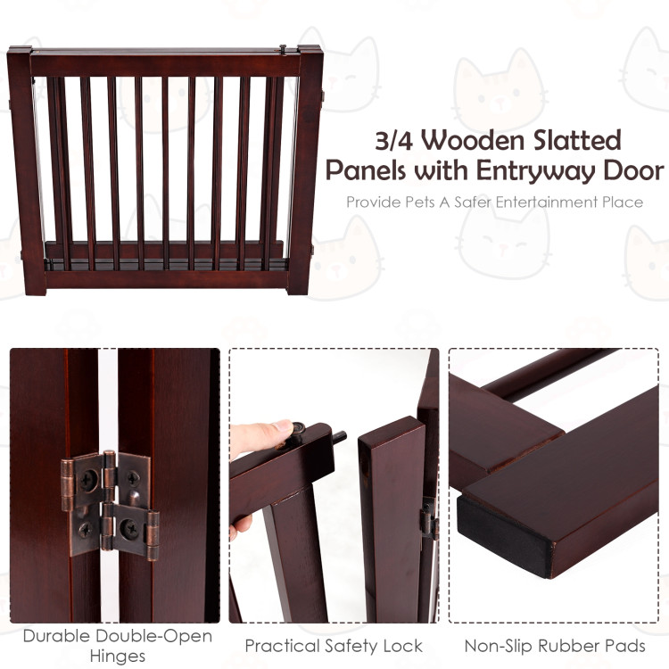 24 Inch Configurable Folding 3 Panel Wood Dog FenceCostway Gallery View 7 of 7