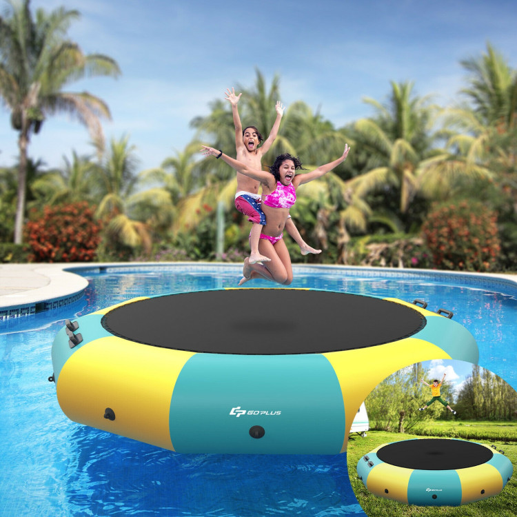 12 Feet Inflatable Splash Padded Water Bouncer Trampoline-YellowCostway Gallery View 6 of 11