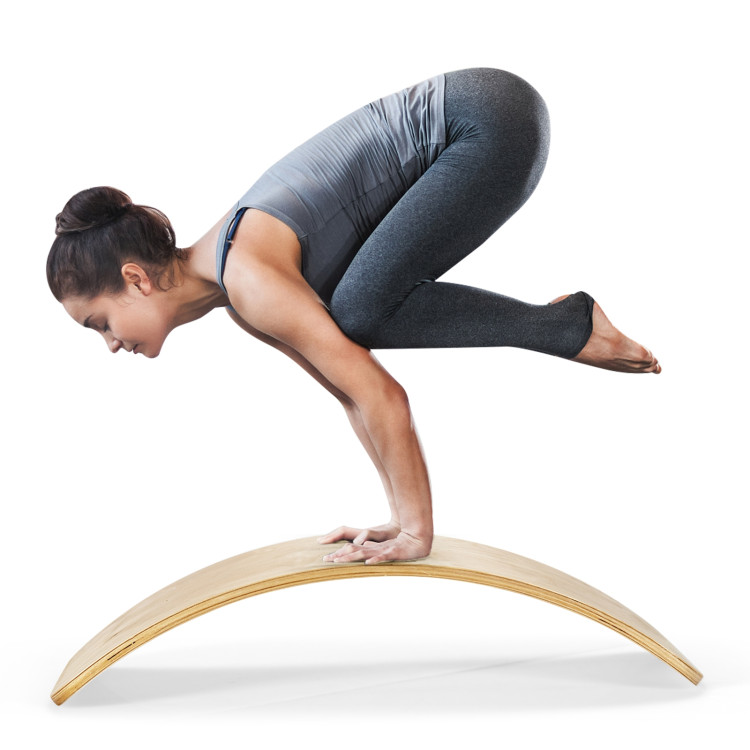 12 Inch Wobble Board for Balance Training-NaturalCostway Gallery View 8 of 9