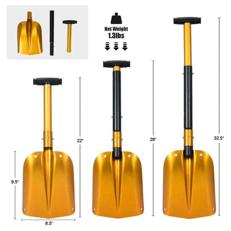 Adjustable Aluminum Snow Shovel with Anti-Skid Handle and Large BladeCostway Gallery View 4 of 10