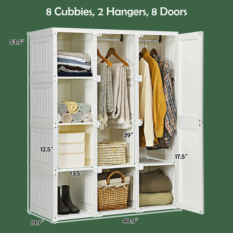 Foldable Closet Clothes Organizer with 8 Cubby StorageCostway Gallery View 4 of 9