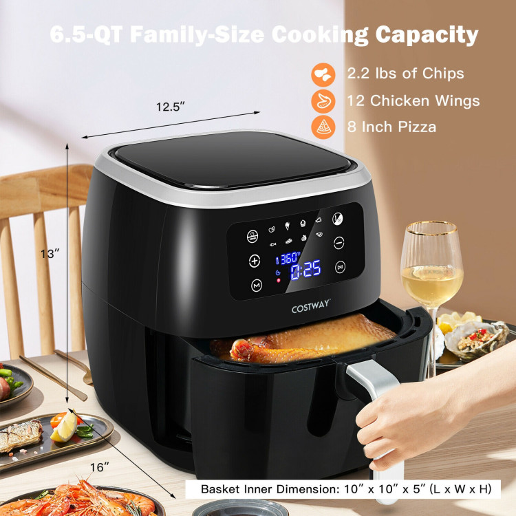 6.5QT Air Fryer Oilless Cooker with 8 Preset Functions and Smart Touch Screen-BlackCostway Gallery View 5 of 13