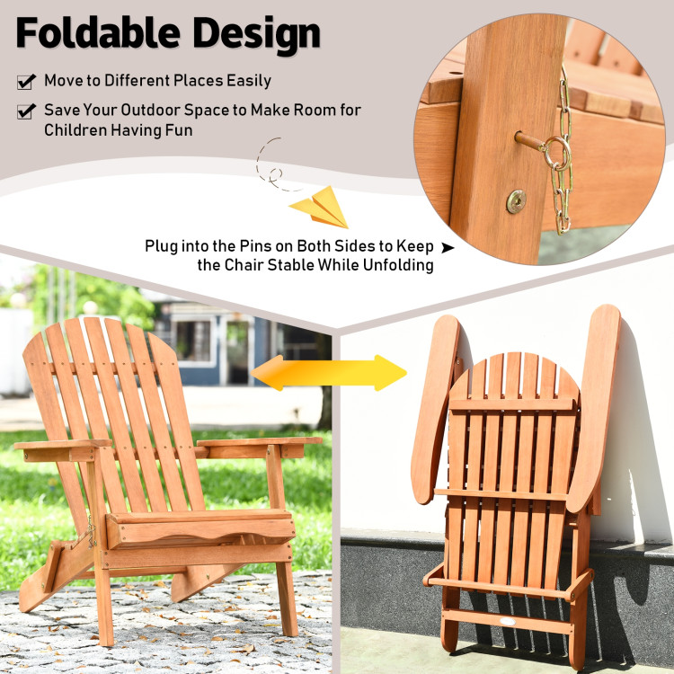 Eucalyptus Chair Foldable Outdoor Wood Lounger ChairCostway Gallery View 3 of 10