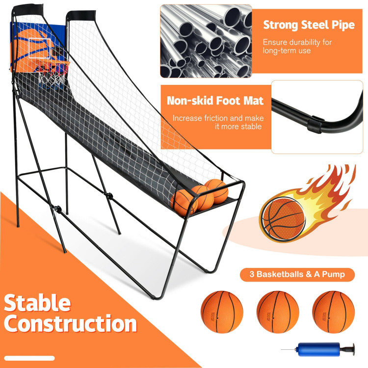 Foldable Single Shot Basketball Arcade Game with Electronic Scorer and BasketballsCostway Gallery View 5 of 12