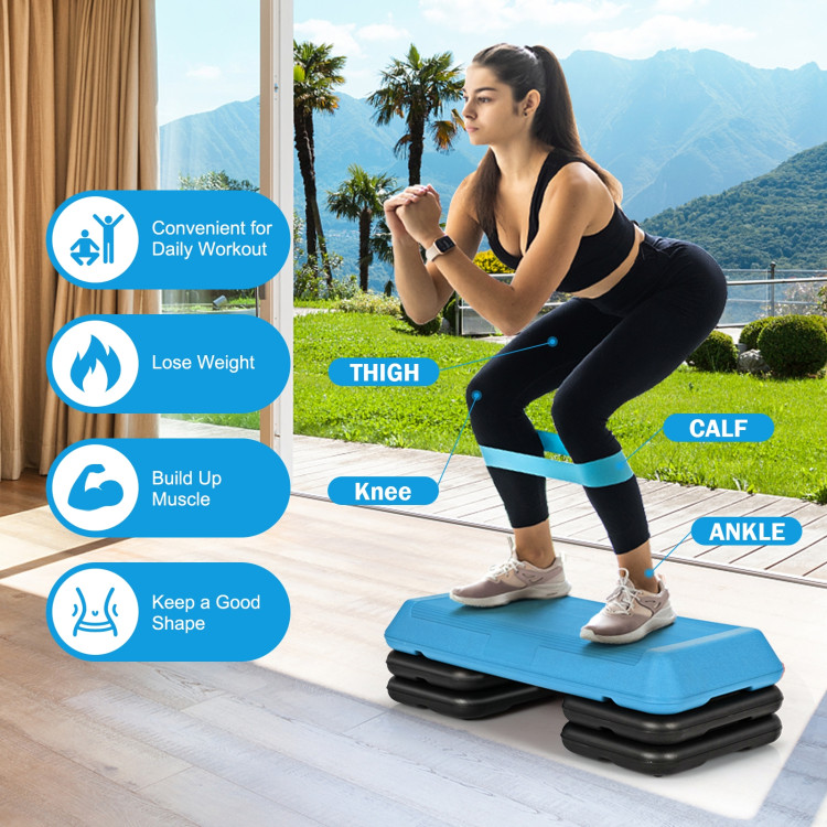 29 Inch Adjustable Workout Fitness Aerobic Stepper Exercise Platform-BlueCostway Gallery View 2 of 10