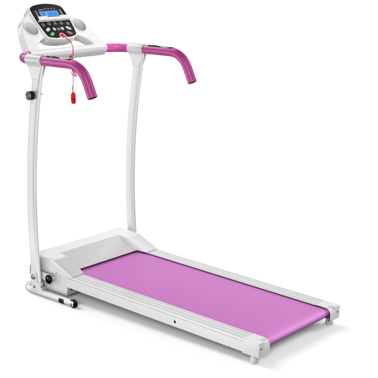 Compact Electric Folding Running and Fitness Treadmill with LED Display-PinkCostway Gallery View 1 of 10