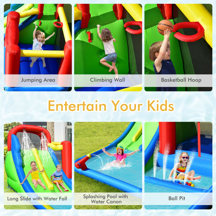 Inflatable Water Slide with Ocean Balls for Kids without BlowerCostway Gallery View 5 of 11