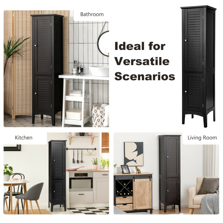 Freestanding Bathroom Storage Cabinet for Kitchen and Living Room-BlackCostway Gallery View 3 of 10