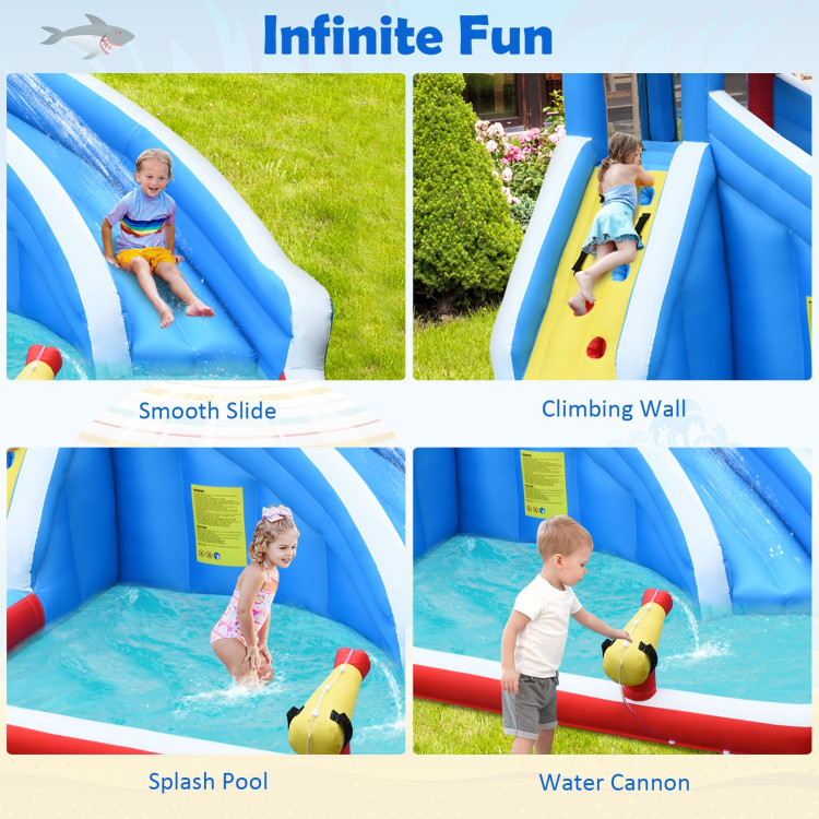 Inflatable Water Slide Shark Bounce House Castle Without BlowerCostway Gallery View 2 of 9