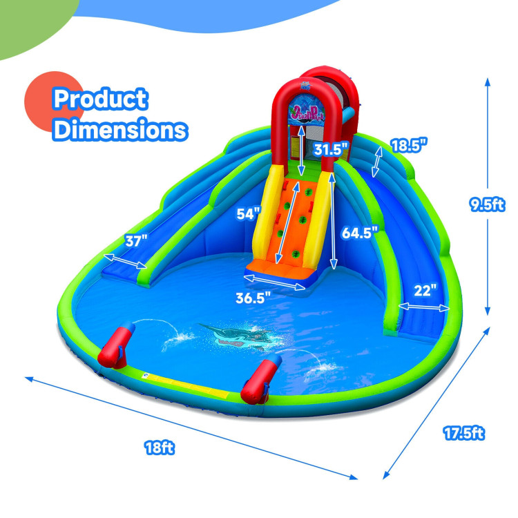 Inflatable Waterslide Bounce House with Upgraded Handrail without BlowerCostway Gallery View 4 of 11