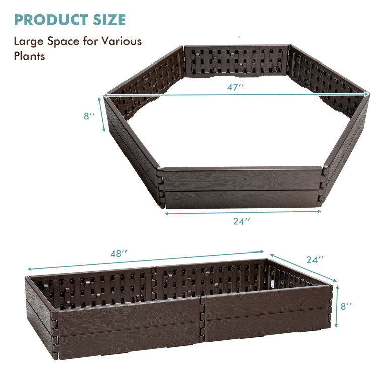 Raised Garden Bed Set for Vegetable and Flower-BrownCostway Gallery View 4 of 9