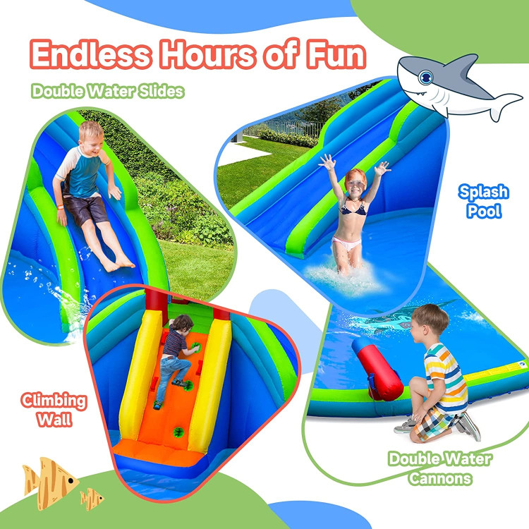 Inflatable Water Park Waterslide for Kids Backyard with 780W Air BlowerCostway Gallery View 2 of 8