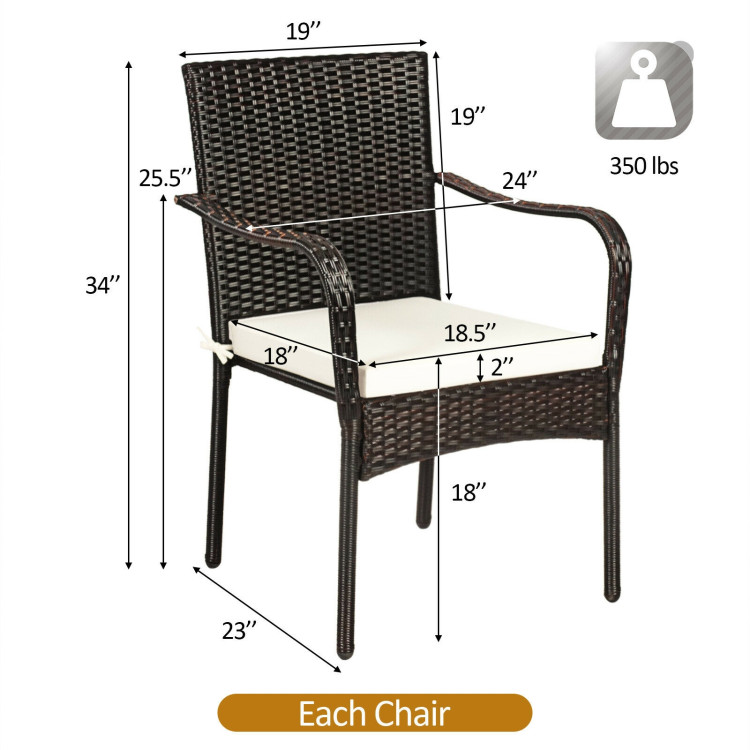 Set of 4 Patio Rattan Stackable Dining Chair with Cushioned Armrest for GardenCostway Gallery View 4 of 9