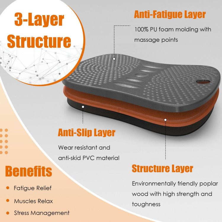 Portable Anti-Fatigue Balance Board with Raised Massage Points for Office-BlackCostway Gallery View 5 of 10