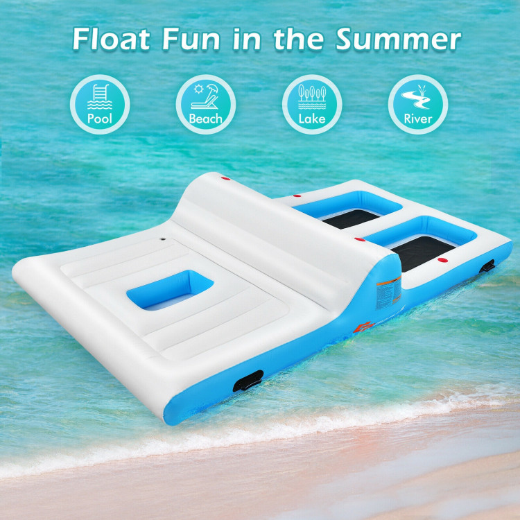 Floating 4 Person Inflatable Lounge Raft with 130W Electric Air-WhiteCostway Gallery View 9 of 10