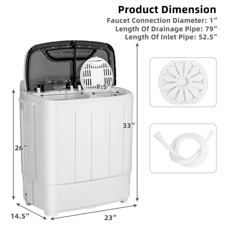 8 Lbs Compact Mini Twin Tub Washing Spiner Machine for Home and ApartmentCostway Gallery View 4 of 10