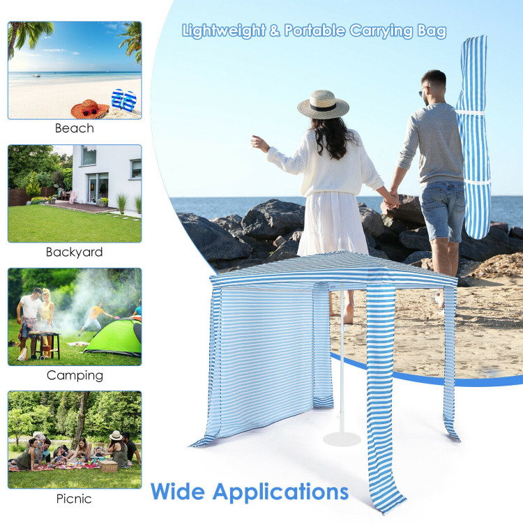 6.6 x 6.6 Feet Foldable and Easy-Setup Beach Canopy With Carry Bag-BlueCostway Gallery View 3 of 10