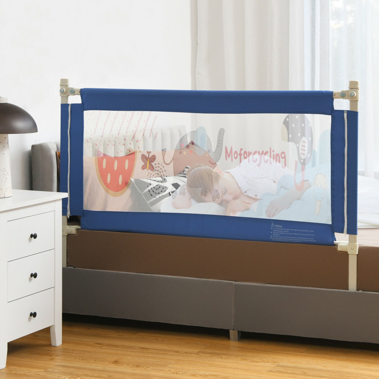 57 Inch Vertical Lifting Bed Guard Rails for Toddlers with Lock-BlueCostway Gallery View 2 of 11
