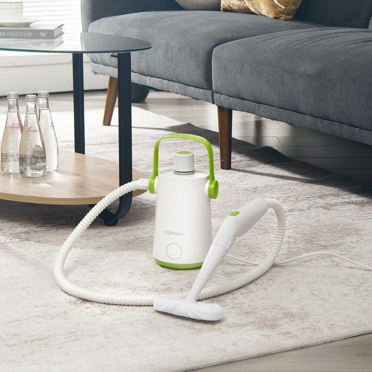 1000W Multifunction Portable Hand-Held Steam Cleaner with 10 Accessories-Green | Costway