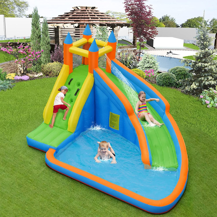 Kids Inflatable Water Slide Bouncing House with Carrying Bag and 480W BlowerCostway Gallery View 1 of 9