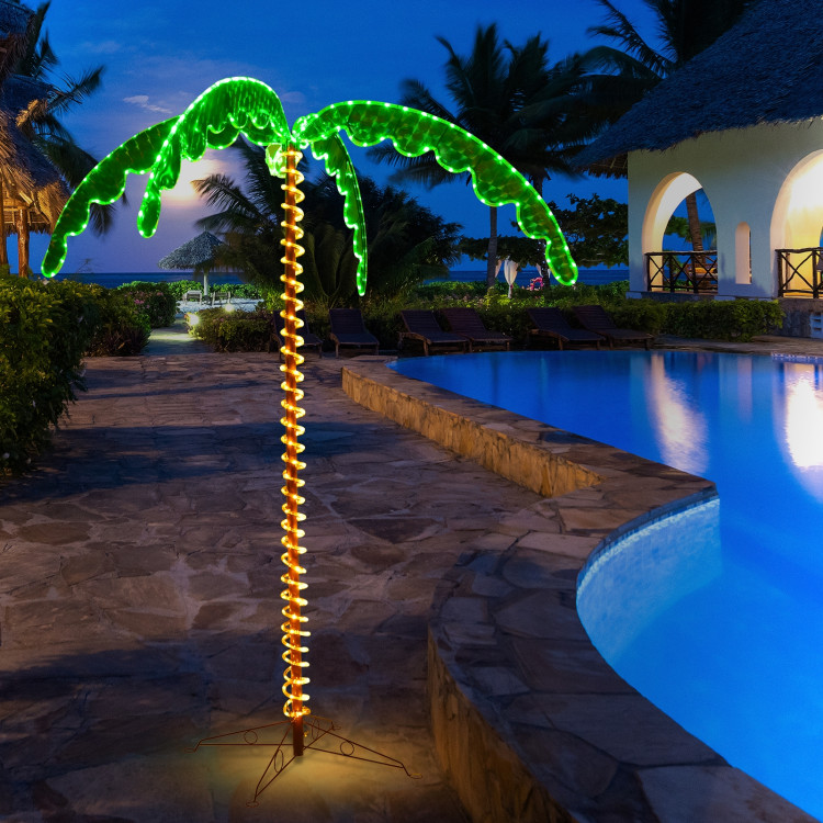 7 Feet LED Pre-lit Palm Tree Decor with Light RopeCostway Gallery View 9 of 12