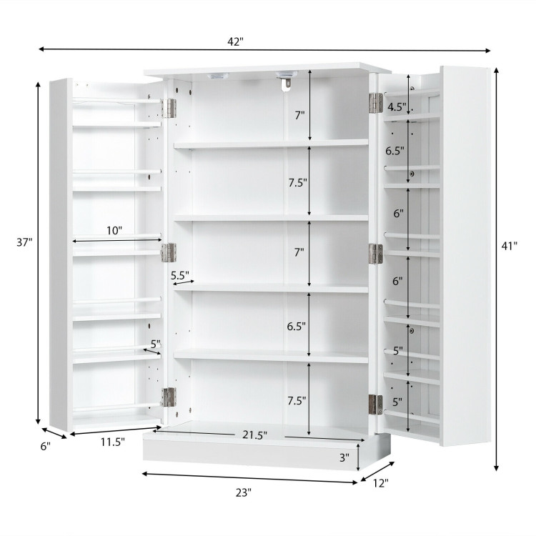Kitchen Pantry Storage Cabinet Cupboard with Doors and 6