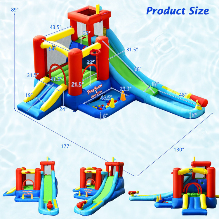 9-in-1 Inflatable Kids Water Slide Bounce House without BlowerCostway Gallery View 4 of 11