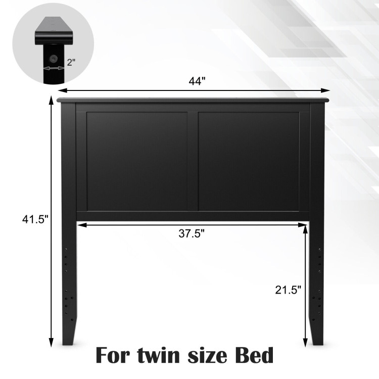 Solid Wood Flat Panel Headboard for Twin-size Bed-BlackCostway Gallery View 5 of 9