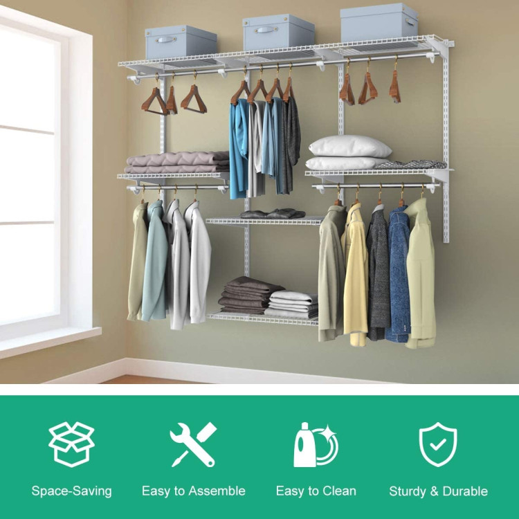 Adjustable Wall Mounted Closet Rack System with ShelfCostway Gallery View 3 of 11