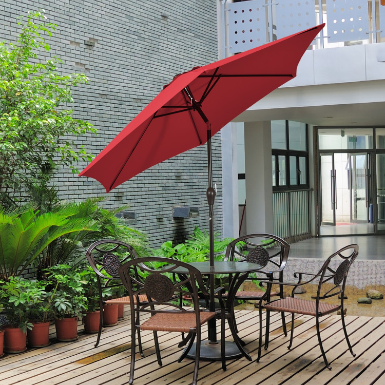 10 Feet Outdoor Patio Umbrella with Tilt Adjustment and Crank-Dark RedCostway Gallery View 7 of 12
