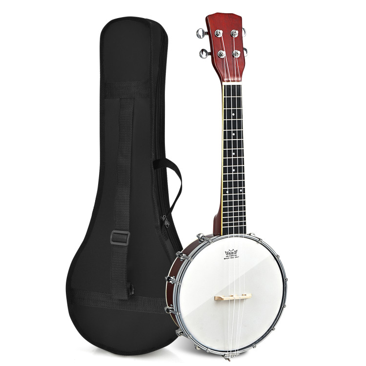 24 Inch Sonart 4-String Banjo Ukulele with Remo Drumhead and Gig BagCostway Gallery View 7 of 10