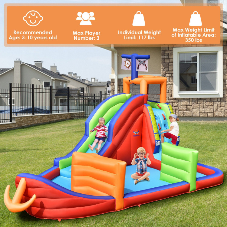 6-in-1 Pirate Ship Waterslide Kid Inflatable Castle with Water Guns and 735W BlowerCostway Gallery View 7 of 10