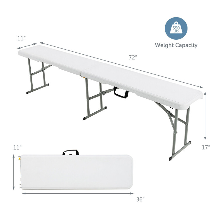 6 Feet Portable Picnic Folding Bench 550 lbs Limited with Carrying HandleCostway Gallery View 4 of 11