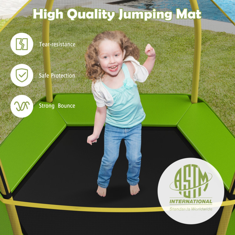 7 Feet Kids Recreational Bounce Jumper Trampoline-GreenCostway Gallery View 3 of 10