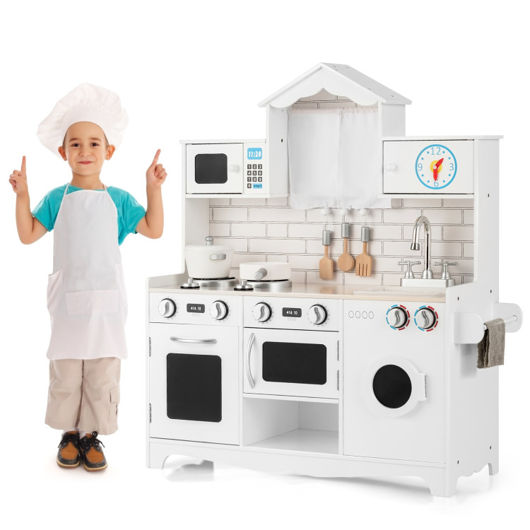 Wooden Kids Kitchen with Washing MachineCostway Gallery View 8 of 9