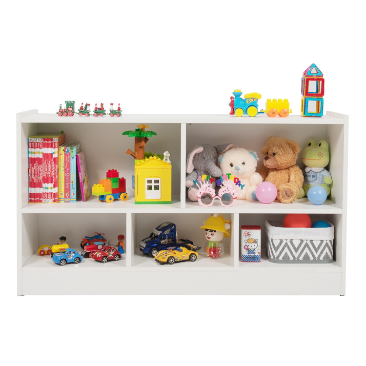 Kids 2-Shelf Bookcase 5-Cube Wood Toy Storage Cabinet Organizer-WhiteCostway Gallery View 8 of 10