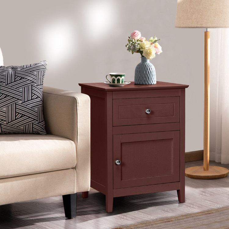 2-Tier Accent Table with Spacious Tabletop-EspressoCostway Gallery View 1 of 10