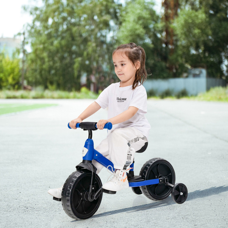 4-in-1 Kids Training Bike Toddler Tricycle with Training Wheels and  Pedals-BlueCostway Gallery View 6 of 11