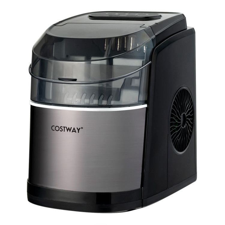 Countertop Ice Maker 26.5lbs/Day with Self-Cleaning Function and Flip Lid-BlackCostway Gallery View 4 of 10