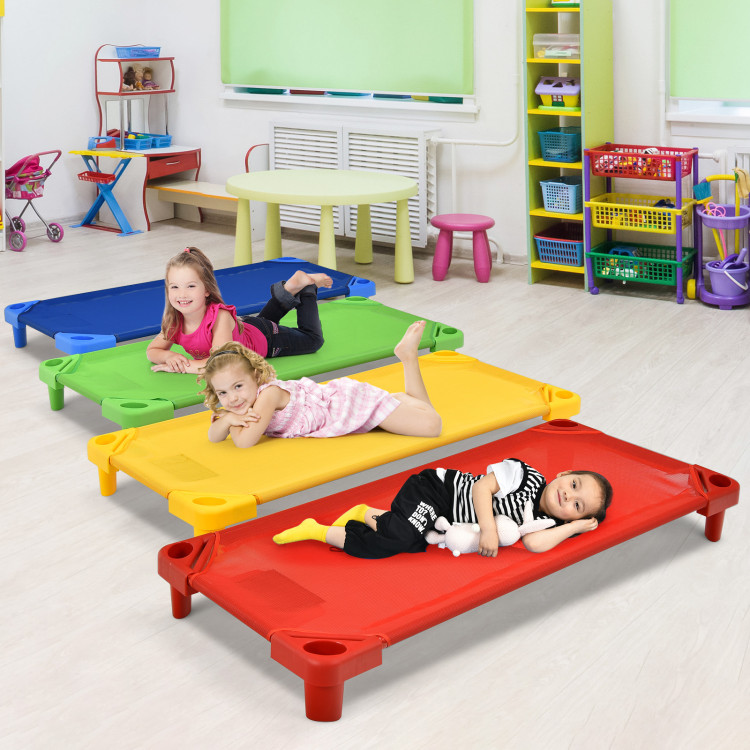 Pack of 4 Colorful Kids Stackable Naptime CotCostway Gallery View 6 of 12