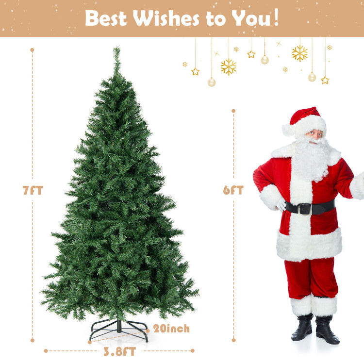 7 Feet Pre-Lit Hinged Christmas Tree with 350 Multi-Color LightsCostway Gallery View 4 of 11