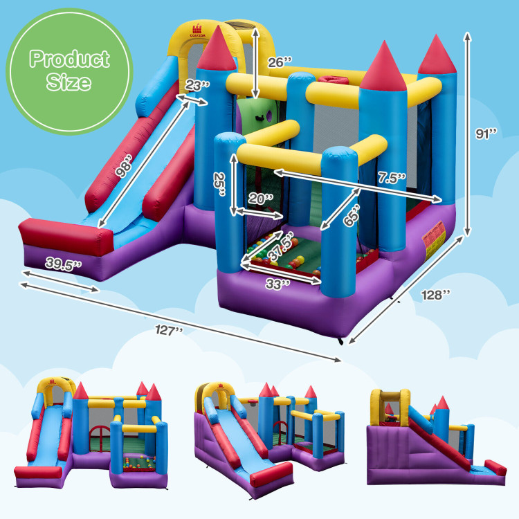 5-in-1 Inflatable Bounce Castle without BlowerCostway Gallery View 4 of 10