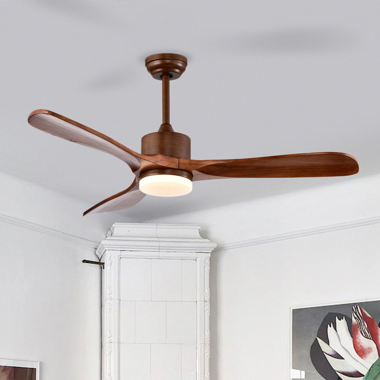 52 Inch Reversible Ceiling Fan with LED Light and Adjustable Temperature-BrownCostway Gallery View 6 of 10
