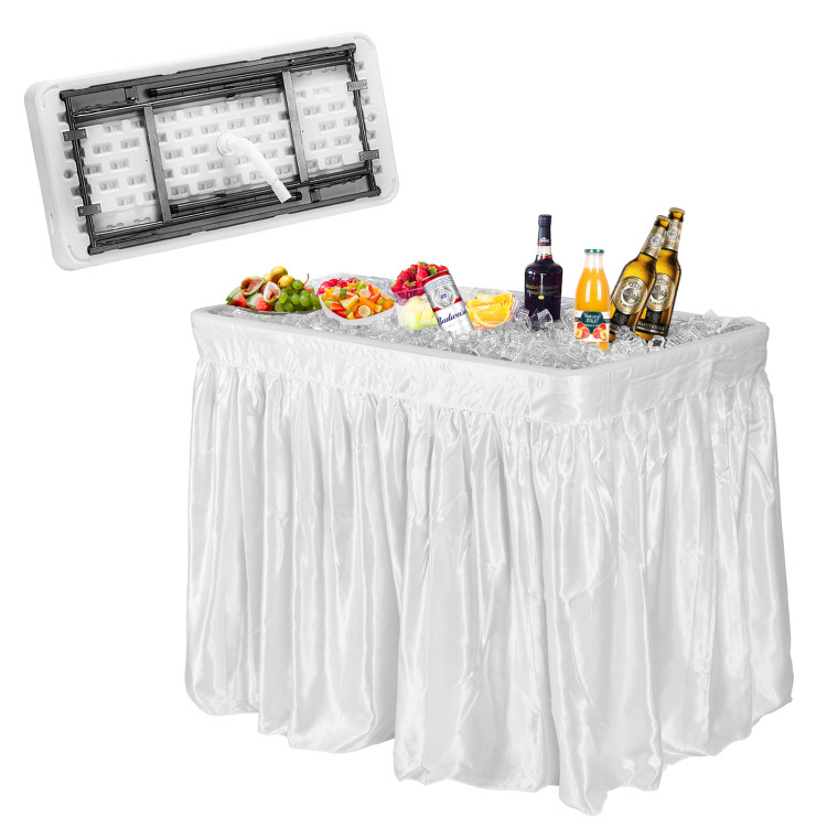 4 Feet Plastic Party Ice Folding Table with Matching SkirtCostway Gallery View 9 of 11