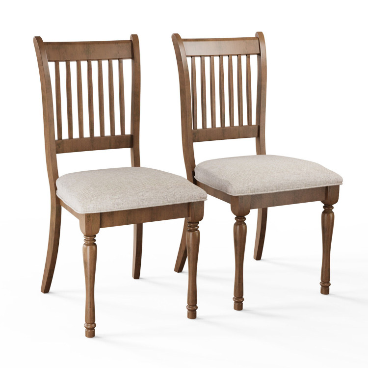 Set of 2 Farmhouse Upholstered Dining Chair with Rubberwood LegsCostway Gallery View 1 of 1