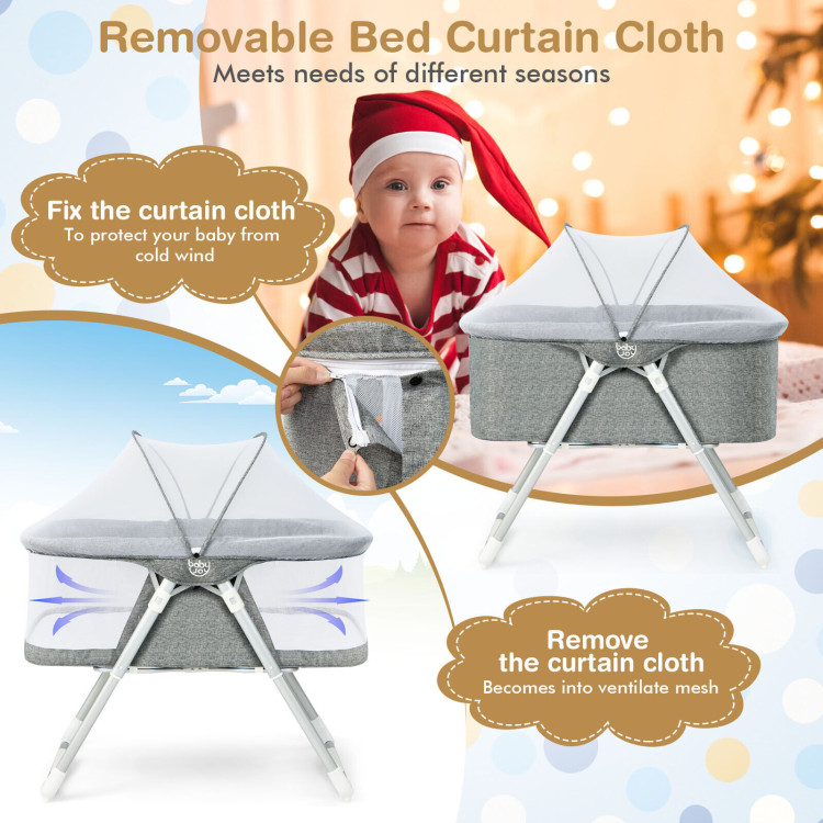 2-In-1 Baby Bassinet with Mattress and Net-GrayCostway Gallery View 8 of 11