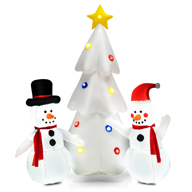 Inflatable Christmas Double Snowmen Decoration with Built-in Rotating LED LightsCostway Gallery View 1 of 10